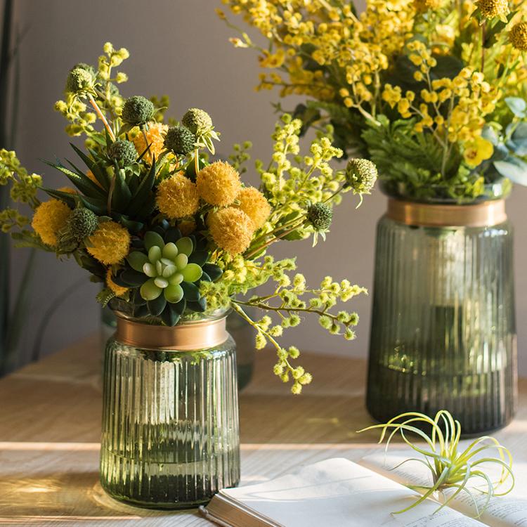 Artificial Silk Flower Bouquet Yellow Spring 13" Tall