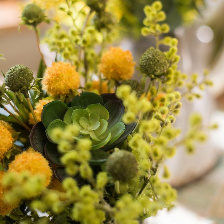 Artificial Silk Flower Bouquet Yellow Spring 13" Tall