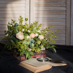 Artificial Flower Bouquet Greenery White Rose Bouquet 13" Tall