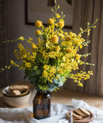 Artificial Silk Flower Bouquet Yellow Flower Garden 21" Tall