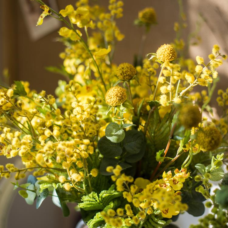 Artificial Silk Flower Bouquet Yellow Flower Garden 21" Tall