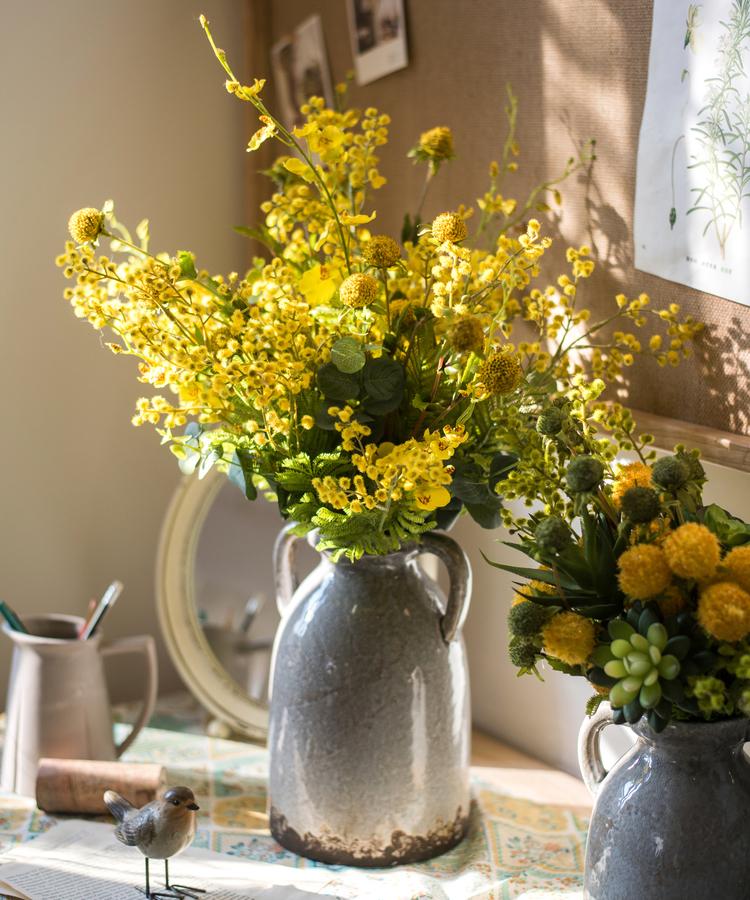 Artificial Silk Flower Bouquet Yellow Flower Garden 21" Tall
