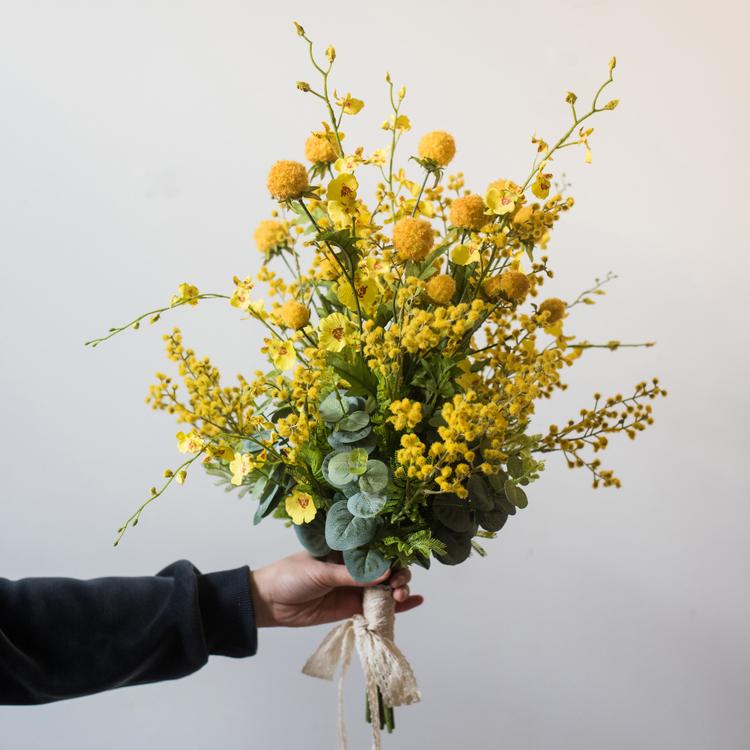 Artificial Silk Flower Bouquet Yellow Flower Garden 21" Tall