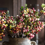 Artificial Fruit Artificial Berry Stem in Yellow Red 17" Tall