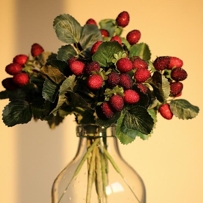 Artificial Fruit Faux Raspberry Fruit Stem Set 10" Tall