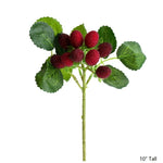 Artificial Fruit Faux Raspberry Fruit Stem Set 10" Tall
