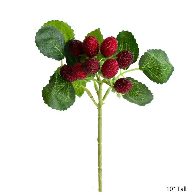 Artificial Fruit Faux Raspberry Fruit Stem Set 10" Tall