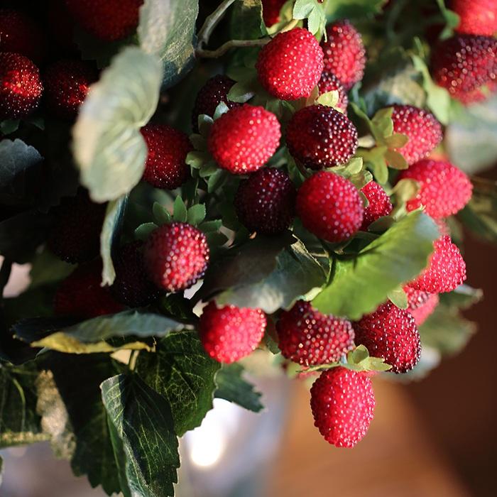 Artificial Fruit Faux Raspberry Fruit Stem Set 10" Tall