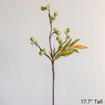 Artificial Fruit Green Berry Leaf Stem 18" Tall Silk Plant
