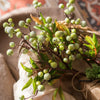 Artificial Fruit Green Berry Leaf Stem 18" Tall Silk Plant