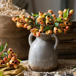 Artificial Fruit Loquat Stem Orange Yellow 15" Tall Silk Plant