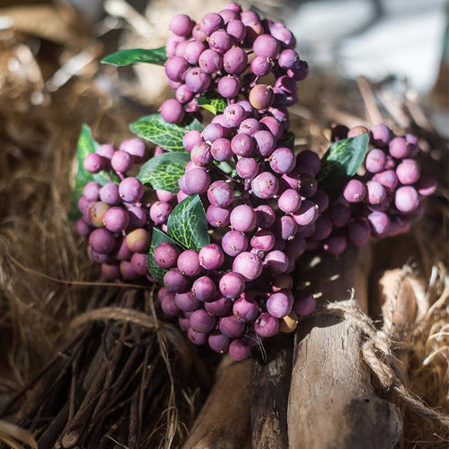 Artificial Fruit Purple Berry Bunch 11" Tall Silk Plant