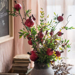 Artificial Silk Red Pomegranate Bouquet 22" Tall