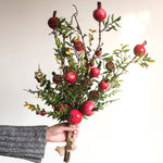 Artificial Silk Red Pomegranate Bouquet 22" Tall