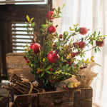 Artificial Silk Red Pomegranate Bouquet 22" Tall