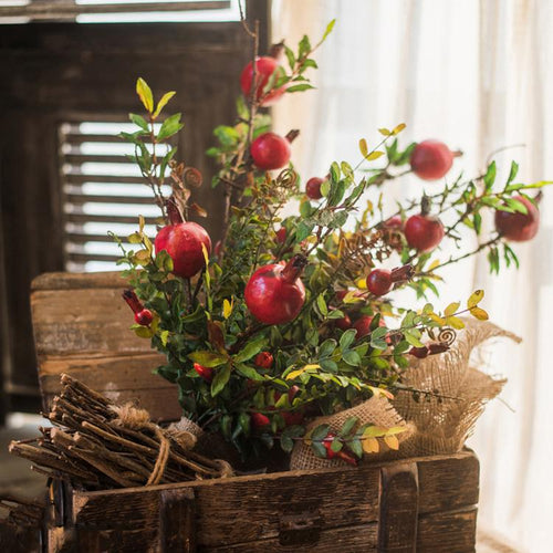 Artificial Silk Red Pomegranate Bouquet 22" Tall