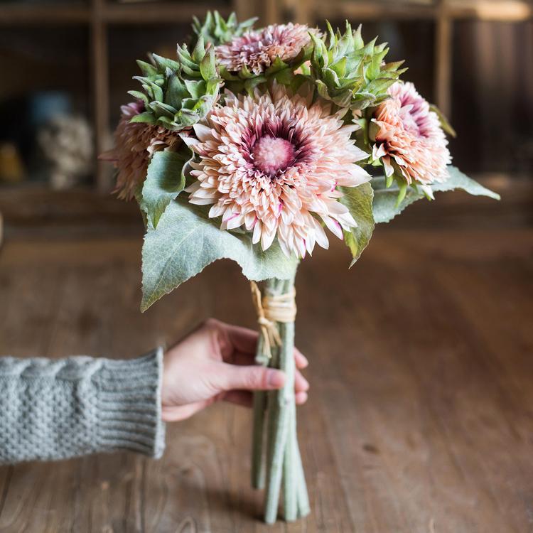 Artificial Sunflower Bouquet in Pink 18" Tall