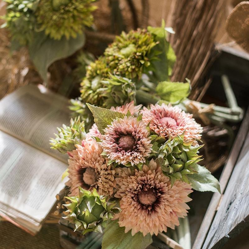 Artificial Sunflower Bouquet in Pink 18" Tall