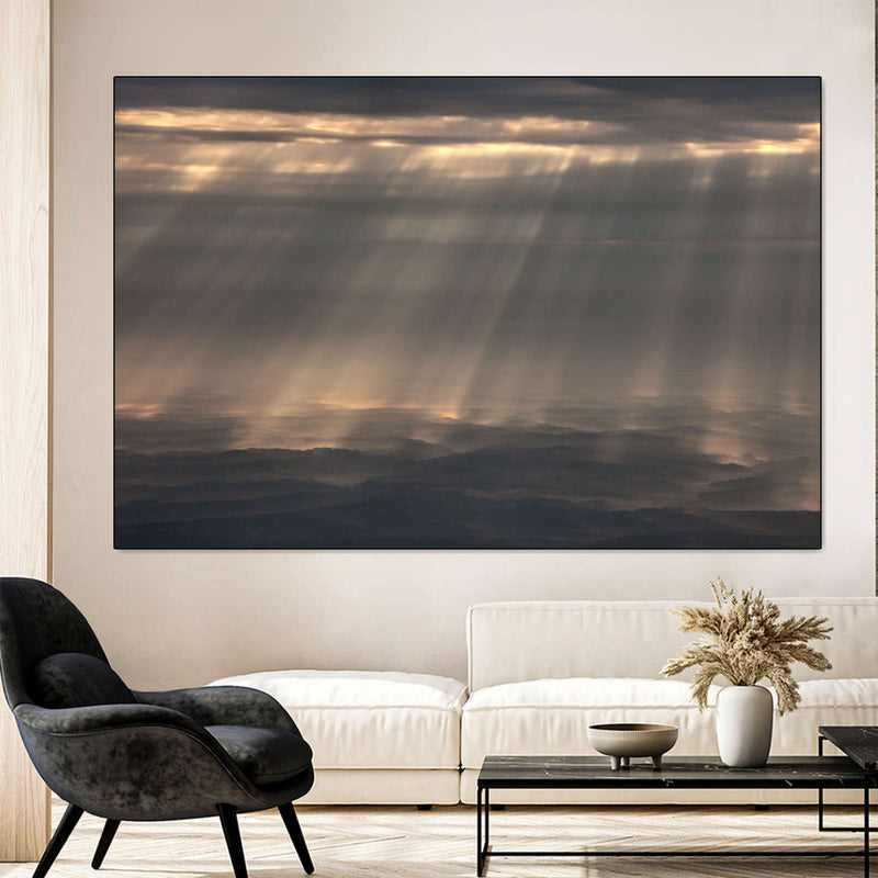 Sunrays And Cloudy Sky Wall Art