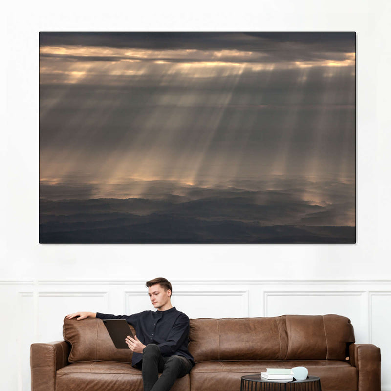 Sunrays And Cloudy Sky Wall Art