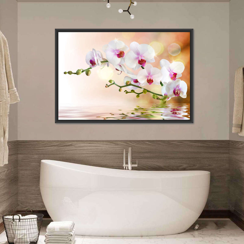 Orchid Flowers On Water Wall Art