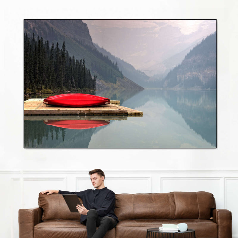 Mountain Lake Kayak Wall Art