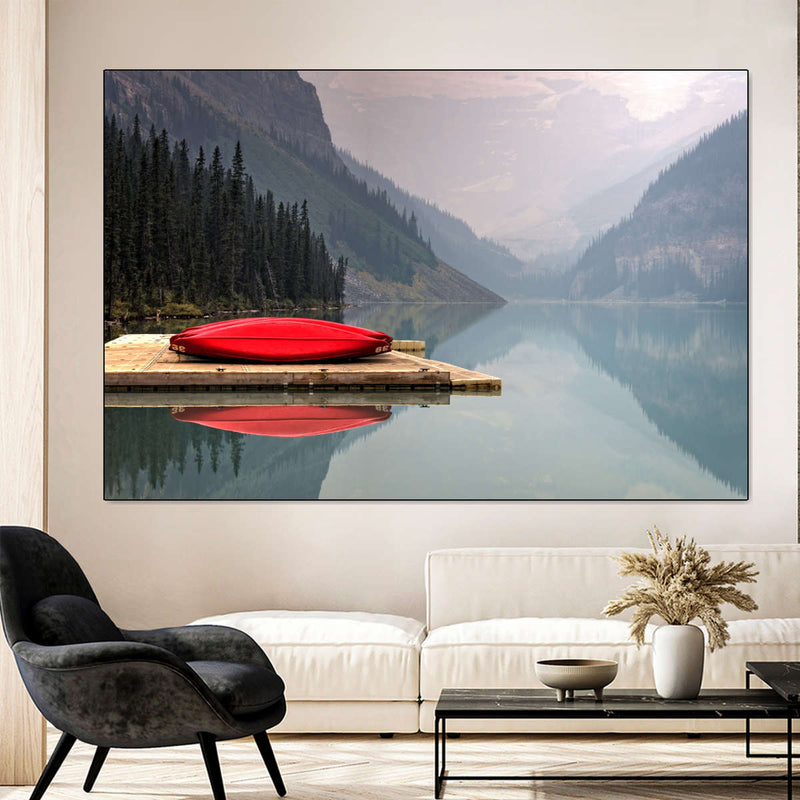 Mountain Lake Kayak Wall Art