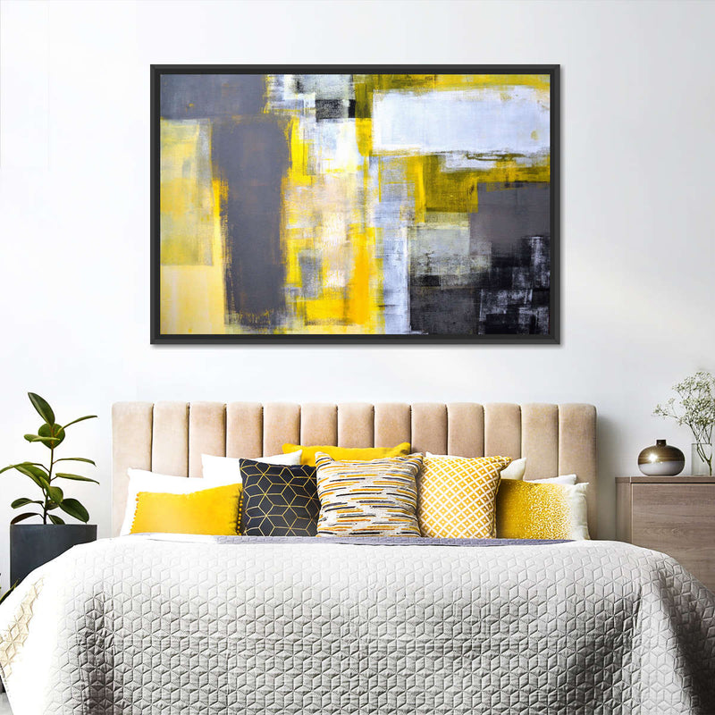 Yellow On Gray Abstract Wall Art