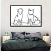 One Line Dog And Cat Wall Art