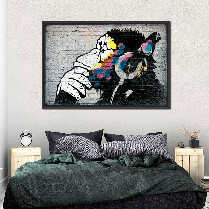 Monkey Wearing Headphones Wall Art