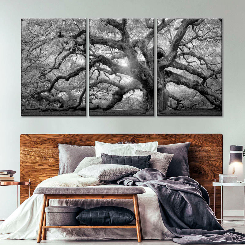 Monochrome Angel Oak Tree Wall Art