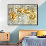 Large Golden Flowers Wall Art