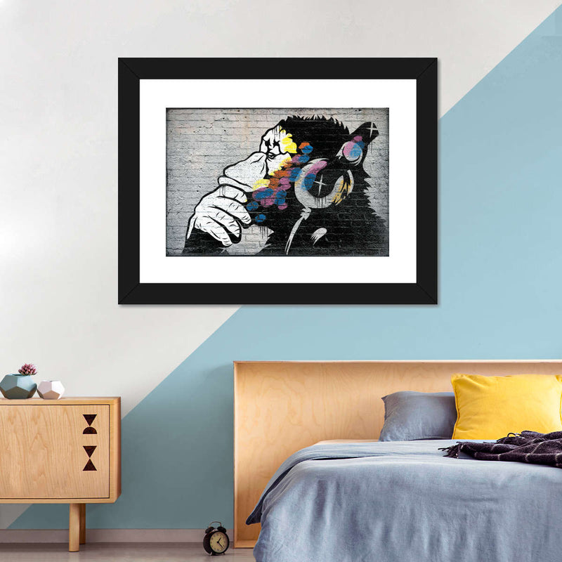 Monkey Wearing Headphones Wall Art