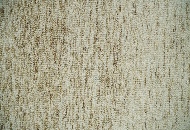 3x5 Beige and Ivory Shaded Solid Wool Hand Woven Rug