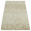 3x5 Beige and Ivory Shaded Solid Wool Hand Woven Rug
