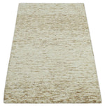 3x5 Beige and Ivory Shaded Solid Wool Hand Woven Rug