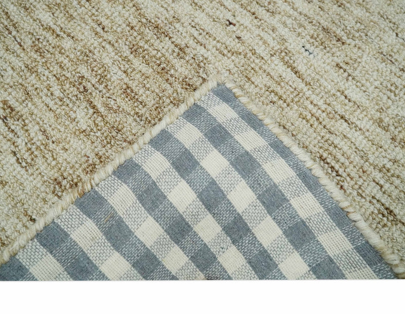3x5 Beige and Ivory Shaded Solid Wool Hand Woven Rug