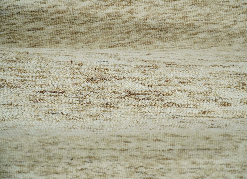 3x5 Beige and Ivory Shaded Solid Wool Hand Woven Rug