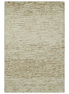 3x5 Beige and Ivory Shaded Solid Wool Hand Woven Rug