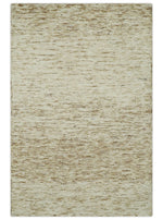 3x5 Beige and Ivory Shaded Solid Wool Hand Woven Rug