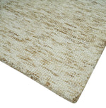 3x5 Beige and Ivory Shaded Solid Wool Hand Woven Rug