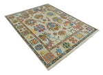 Vibrant Colorful Beige and Rust Traditional Oushak Custom Made wool Area Rug