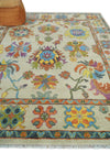 Vibrant Colorful Beige and Rust Traditional Oushak Custom Made wool Area Rug