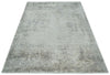 3x5 Beige, Brown and Silver Antique Finish Silk Area Rug
