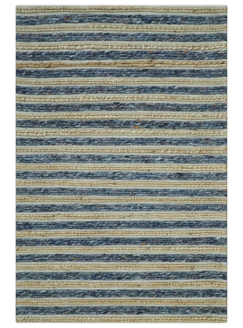 3x5 Blue and Brown Hand Woven Rug
