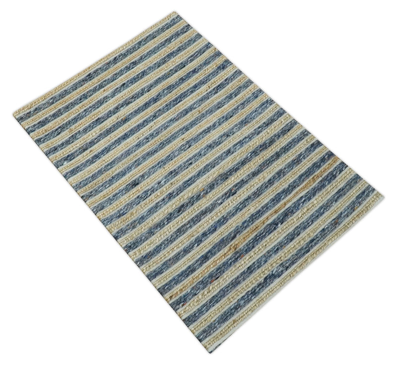 3x5 Blue and Brown Hand Woven Rug