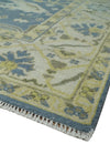 Blue, Ivory and Beige Hand Knotted 8x10 Oriental Oushak  Wool Area Rug | TRDCP1176810