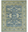 Blue, Ivory and Beige Hand Knotted 8x10 Oriental Oushak  Wool Area Rug | TRDCP1176810