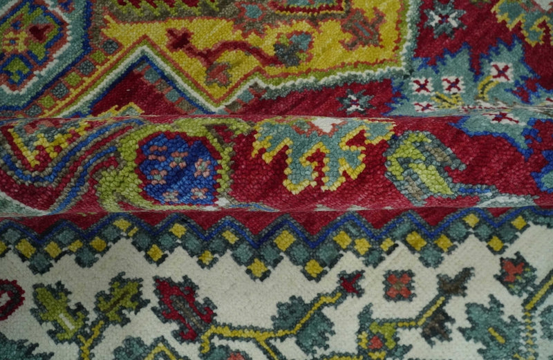 Blue, Red and Gold Hand Knotted Traditional Heriz Serapi Multi size Wool Area Rug