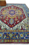 Blue, Red and Gold Hand Knotted Traditional Heriz Serapi Multi size Wool Area Rug